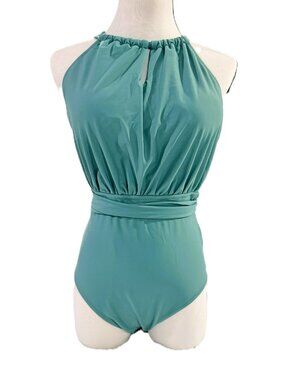 NWT Cupshe Women's One Piece Bathing Suite Soft Green Size L Fit Comfort